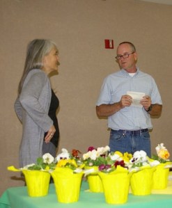 Peggy Plass receiving her certificate.